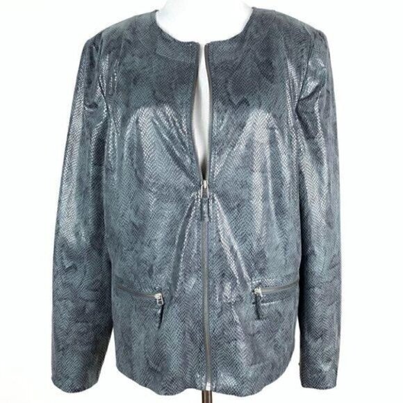 JM collection jacket 14 faux leather snake print - Picture 1 of 9